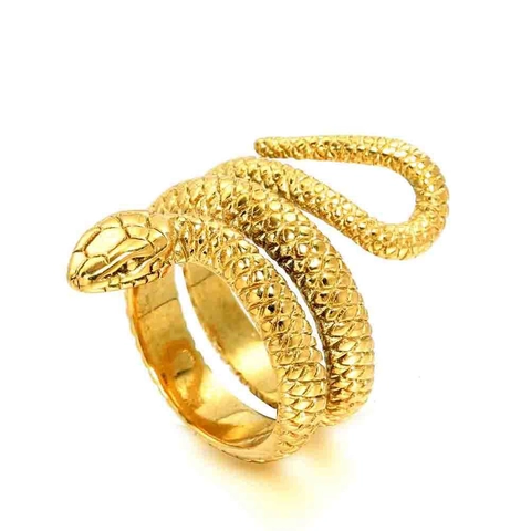 Anello Avvolgente a Serpente in Acciaio Inossidabile Vintage per Uomo Punk Gothic Serpent Spiral Ring Gioielli di Moda
