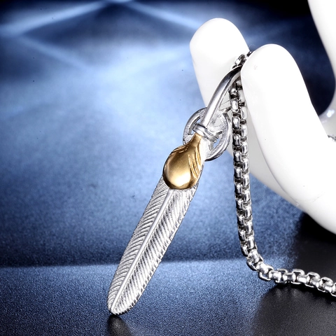 Colgante de Pluma de Acero Inoxidable Retro para Hombres Mujeres Joyas Étnicas Estilo Indio Ala Vintage Pulido Colgante Solo Sin Cadena