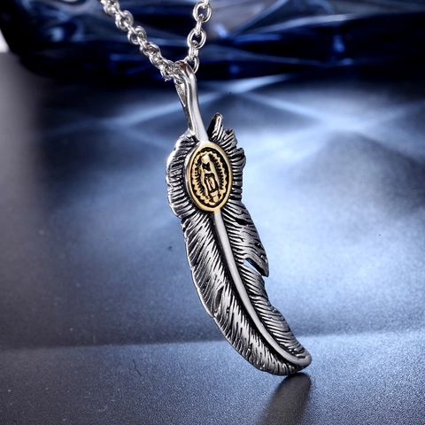 Vintage Edelstahl Feder Anhänger Ohne Kette Gold Silber Verwitterter Amerindian Stil Punk Herren Damen Schmuck