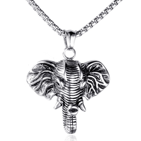 Vintage Stainless Steel Elephant Head Pendant Only Without Chain Retro Ethnic Animal Design Jewelry Pendant For Men Women