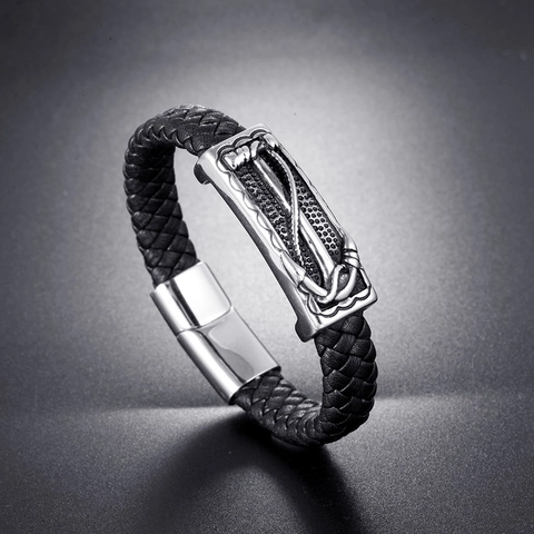 Bracciale in Pelle Intrecciata con Ancora Nautica in Acciaio Inossidabile da Uomo Retrò Fatto a Mano Chiusura Magnetica