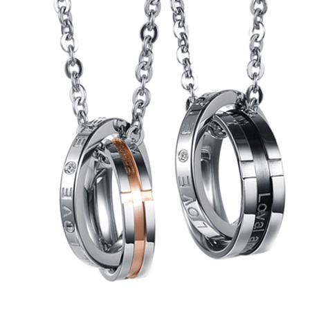 Titanstahl Doppelring Anhänger Ohne Kette Mit Strass Gravur Love Forever Halskette Für Damen Herren Schmuck