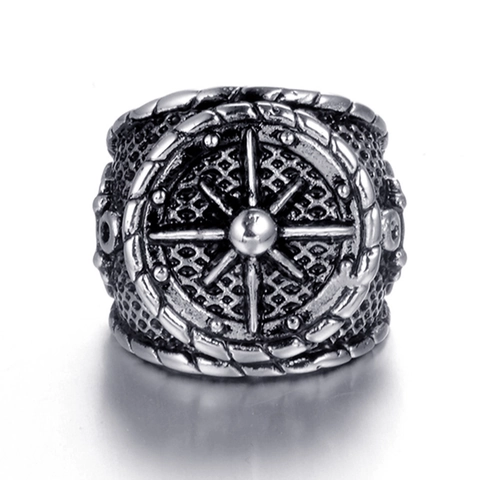 Vintage Roestvrijstalen Nautische Anker Kompas Ring Voor Heren Punk Gothic Zegelring Retro Industriële Stijl Sieraden Accessoire