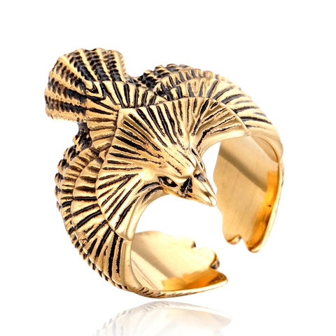 Vintage Roestvrij Staal Adelaar Vleugel Open Ring Punk Gotisch Verstelbaar Vliegende Adelaar Vingerring Voor Heren Dames Sieraden