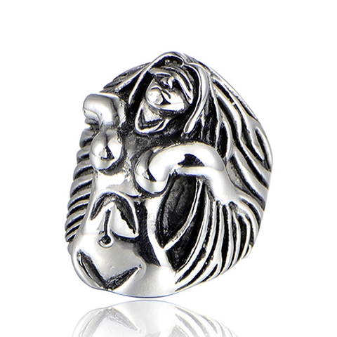 Anillo Punk de Acero Inoxidable Vintage para Hombre Mujer Gótico Relieve Cuerpo Femenino Anillo de Banda Oxidado Joyería