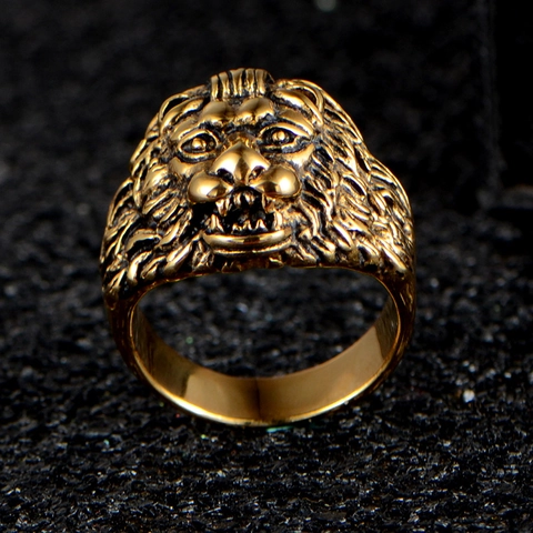 Anillo De Cabeza De León De Acero Inoxidable Vintage Para Hombre Estilo Punk Gótico Anillo De Motero De Metal Joyería Regalo Para Él