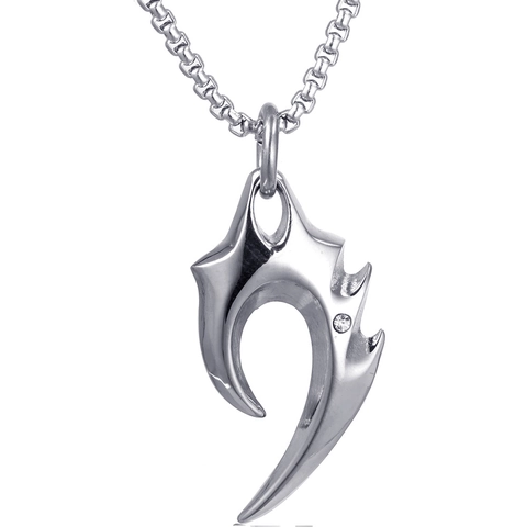 Collana con Ciondolo a Dente di Lupo in Acciaio Inossidabile Gotico Vintage per Uomo Collana Punk con Intarsio di Strass Gioielli