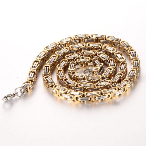 Collana da Uomo in Acciaio Inossidabile Bizantino Punk Hip Hop Stile Industriale Retrò Catena Bizantina Gioielli da Uomo