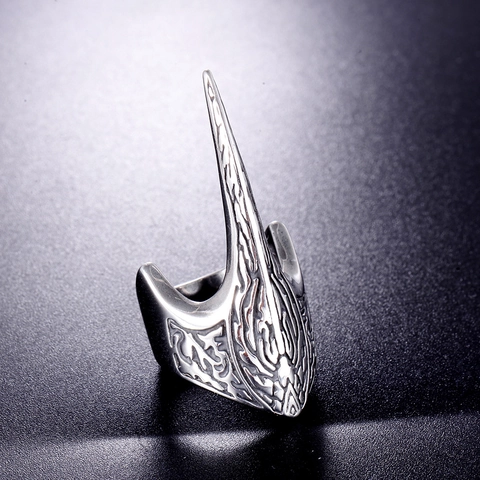 Anillo de Acero Inoxidable Vintage con Garra de Águila para Hombre Punk Gótico Tallado Pico de Águila Anillo Biker Color Acero