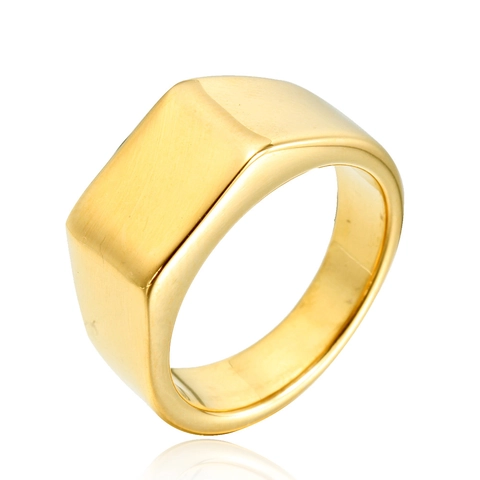 Anillo de Sello de Acero Inoxidable Minimalista para Hombre Mujer Superficie Lisa Rectangular Cepillado Pulido Anillo Geométrico Joyería