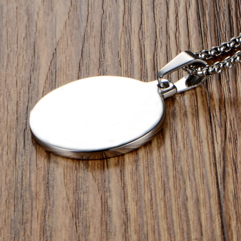 Saint Christopher Protect Us Round Religious Pendant Stainless Steel Vintage Embossed Amulet For Men Women Jewelry Gift
