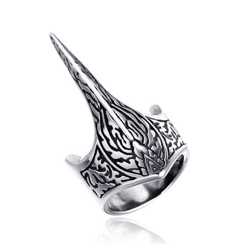 Anillo de Acero Inoxidable Vintage con Garra de Águila para Hombre Punk Gótico Tallado Pico de Águila Anillo Biker Color Acero