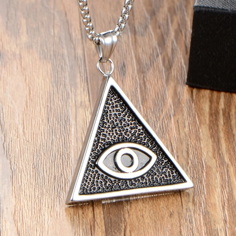 Vintage Stainless Steel Eye Of Providence Triangle Pendant Only All Seeing Eye Mystical Religious Jewelry For Men Women