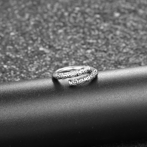 Anillo Abierto de Acero Inoxidable Vintage Bastón de Oro Para Hombre Mujer Patrón de Nubes Ajustable Pulido Anillo de Banda
