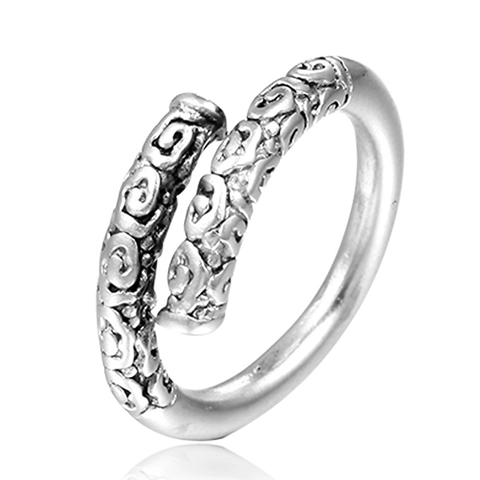 Anillo Abierto de Acero Inoxidable Vintage Bastón de Oro Para Hombre Mujer Patrón de Nubes Ajustable Pulido Anillo de Banda