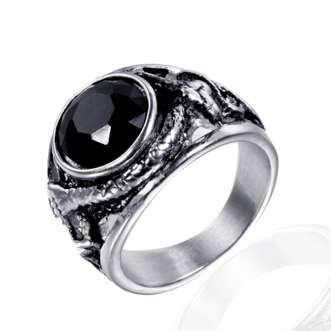 Anello a Scaglie di Serpente in Acciaio Inossidabile 316L Vintage da Uomo Gioielli Punk Gotici con Strass Rosso Nero Regalo Festa