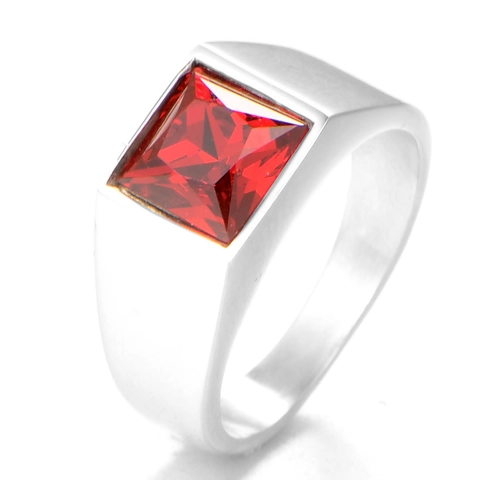 Anello con Sigillo da Uomo in Acciaio al Titanio con Strass Quadrato Retrò Geometrico Intarsiato Gioielli di Moda