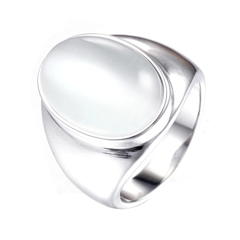 Anillo de Acero de Titanio Vintage para Hombre Con Piedra de Ojo de Gato Ovalada Estilo Punk Anillo de Acero Inoxidable Pulido