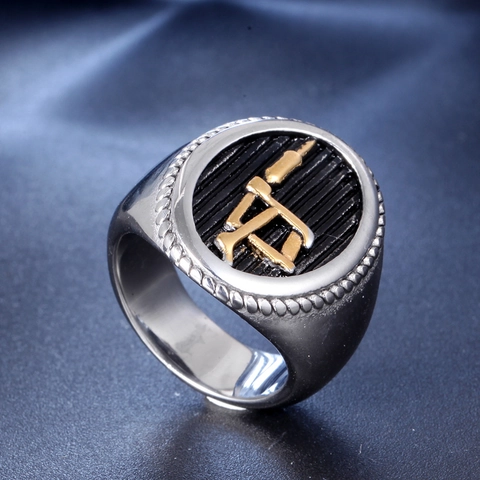 Anello Meccanico a Forma di Trapano da Uomo in Acciaio al Titanio Stile Industriale Bicolore Oro Argento Anello a Fascia Gioielli
