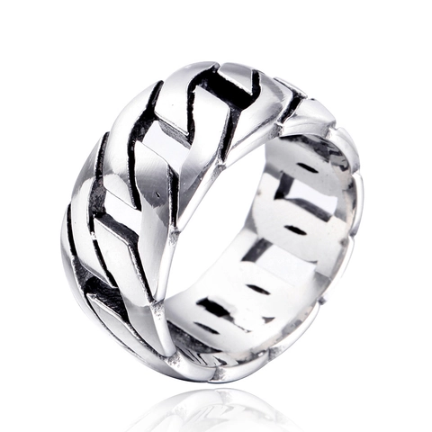 Anillo de Cadena de Eslabón Cubano de Acero Inoxidable para Hombre Mujer Punk Hip Hop Streetwear Anillo de Banda Joyería Gótica