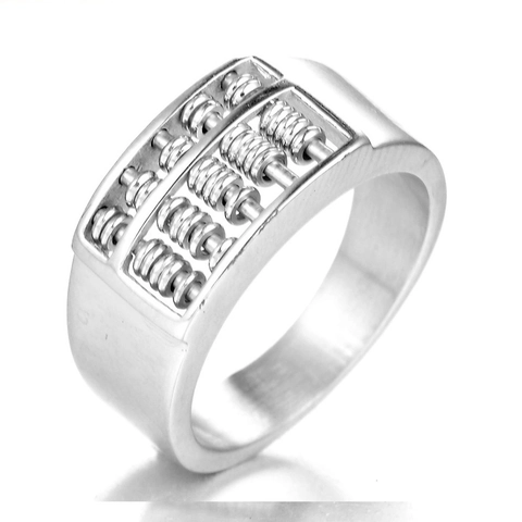316L Roestvrij Stalen Abacus Ring Voor Heren Vintage Punk Gothisch Gepolijst Zilver Kleur Beweegbare Kralen Ring Sieraden Cadeau