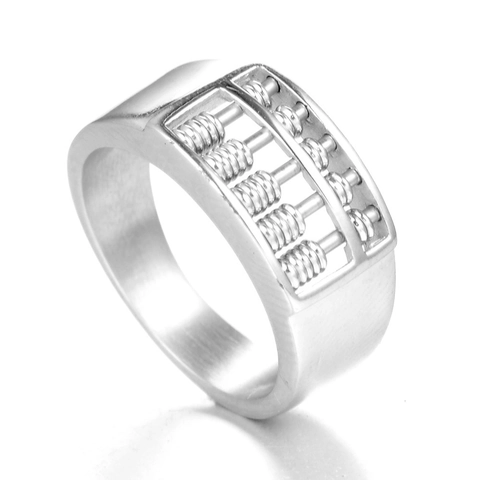 316L Roestvrij Stalen Abacus Ring Voor Heren Vintage Punk Gothisch Gepolijst Zilver Kleur Beweegbare Kralen Ring Sieraden Cadeau