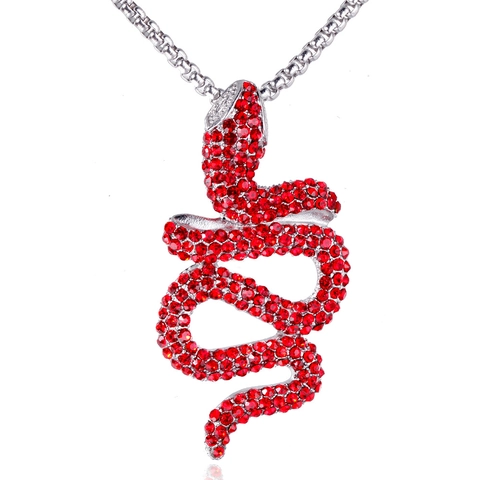 Ciondolo Serpente in Acciaio Inossidabile Vintage per Uomo Strass Forma Animale Gothic Ciondolo Solo Senza Catena Gioielli