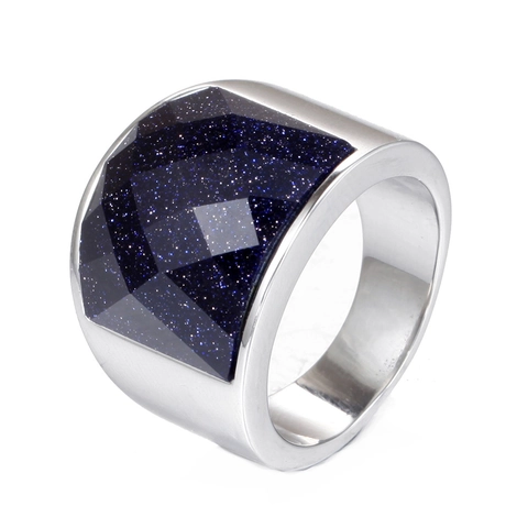 Anello in Acciaio Inossidabile Vintage Lucidato con Gemma per Uomo e Donna Moda Fascia Larga Gioielli Regalo di Anniversario