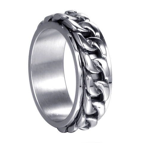 Anello Spinner in Acciaio Inossidabile con Catena Cubana per Uomo Donna Ruotabile Antistress Punk Band Anello Unisex Gioielli di Moda