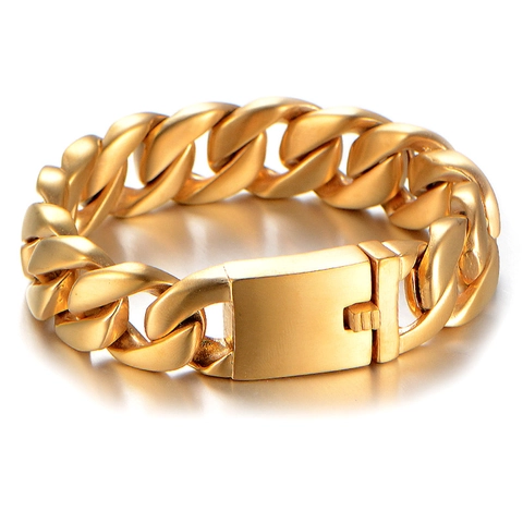 Bracciale a Catena Cubana da Uomo in Acciaio al Titanio Punk Industriale Heavy Metal Finitura Spazzolata Opaca Gioielli Hip Hop