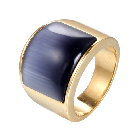 Titanium Staal Strass Ring Voor Heren Dames Trendy Geometrische Brede Band Verguld Gepersonaliseerde Vinger Sieraden Accessoire