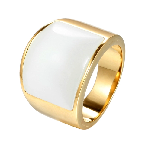 Titanium Staal Strass Ring Voor Heren Dames Trendy Geometrische Brede Band Verguld Gepersonaliseerde Vinger Sieraden Accessoire