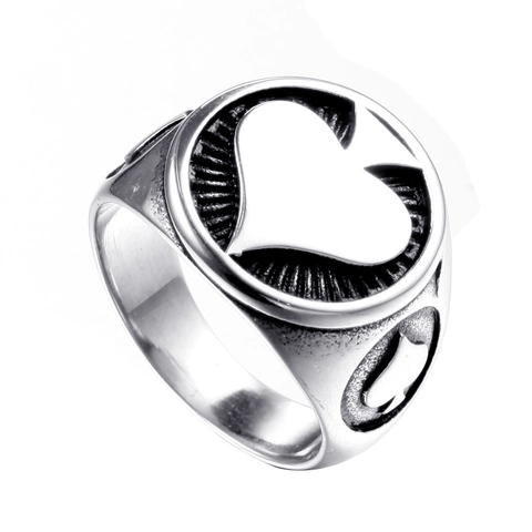 Retro Punk Edelstahl Pik As Siegelring Für Herren Rock Poker Pik K Geprägter Bandring Mode Schmuck Geschenk