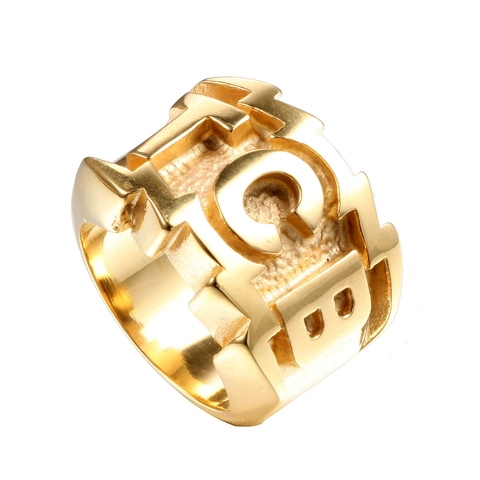 Edelstahl TCB Buchstaben Ring Mit Gehämmert Textur Herren Bicolor Retro Rock Punk Stil Mode Fingerschmuck