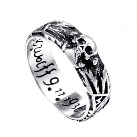 Anello in Acciaio Inossidabile Vintage Teschio Gotico Punk Retrò Invecchiato Anello Inciso per Uomo Donna Gioielli Moda Festa Nightclub