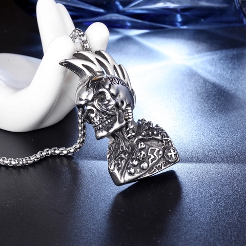 Colgante Solo Sin Cadena Cabeza de Calavera Mohawk Punk Rock Para Hombre Acero Inoxidable Ghetto Rules Joyería Biker