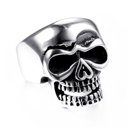 Anillo de Calavera de Acero de Titanio Vintage para Hombre Gothic Punk Rock Biker Hecho a Mano Retro Acabado Plata Antigua Joyería