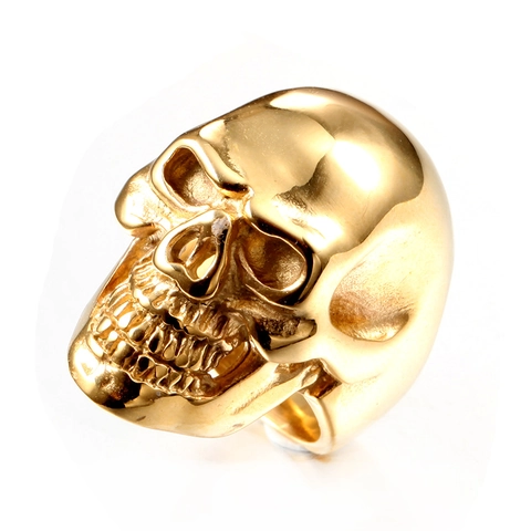 Anillo de Calavera de Punk de Acero Inoxidable Hombre Hip Hop Acero de Titanio Pulido Biker Joyería Gótica Regalo Para Hombres