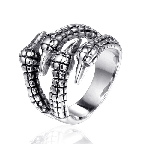 Men's Punk Rock Stainless Steel Ring Vintage Gothic Dragon Claw Design Retro Band Fashion Jewelry Accessory Cool Gift