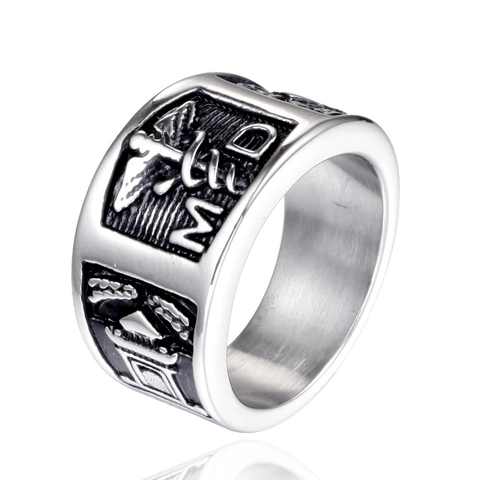 Vintage Titanium Steel Medical Doctor MD Caduceus Ring For Men Retro Silver Snake Staff Relief Signet Band Ring Jewelry