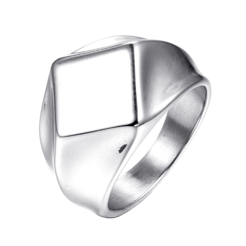 Bague Géométrique Personnalisée en Acier Inoxydable Style Punk Occidental Brossé Poli Bande Large Unisexe Bijoux de Doigt