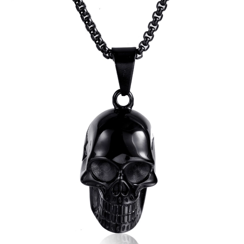 Collar con Colgante de Calavera de Acero Inoxidable Punk para Hombre Mujer Joyería de Cabeza de Esqueleto Gótico Oro Negro Acero Oro Rosa
