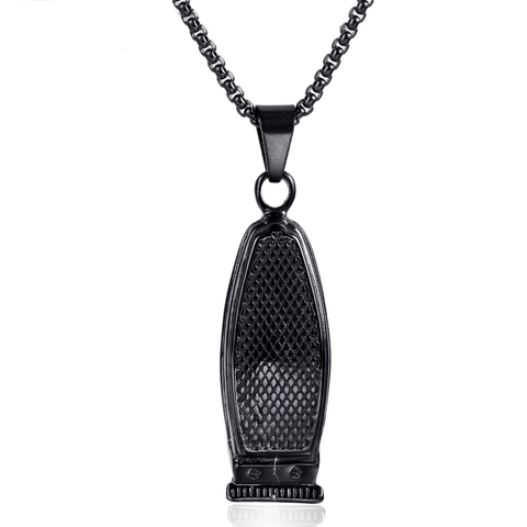 Collar Hip Hop Hombre de Acero de Titanio Colgante Forma Cortapelos de Barbero Solo Colgante Sin Cadena Joyería Personalidad