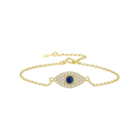 Braccialetto Malocchio in Argento Sterling 925 per Donna con Zirconia Intarsiata Catena Regolabile Gioielli Regalo Oro