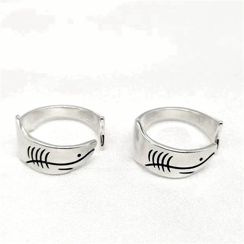 Minimalist 925 Sterling Silver Shark Fishbone Open Ring For Women Adjustable Animal Finger Ring Jewelry Personality Gift