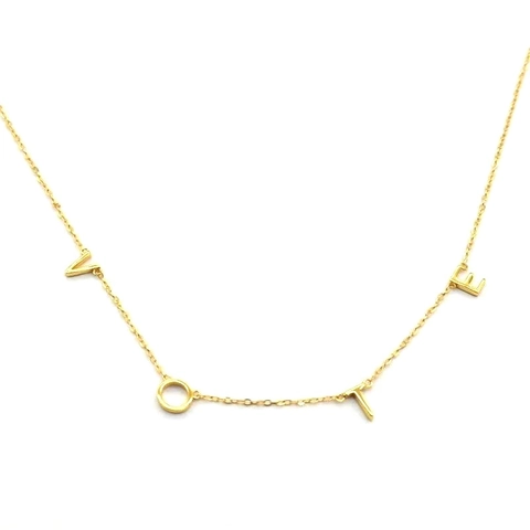Collier Pendentif Lettres VOTE en Argent Sterling 925 Bijoux Minimalistes Style Froid Ras de Cou pour Femmes Filles Quotidien