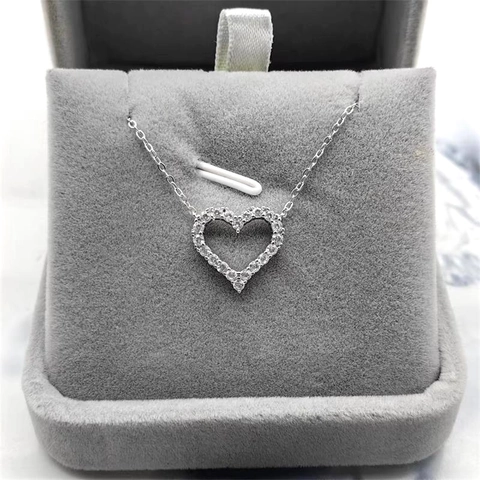 S925 Sterlingsilber Herz Anhänger Halskette Für Damen Mode Inkrustiert Zirkonia Liebe Herz Kette Halskette Schmuck Geschenk