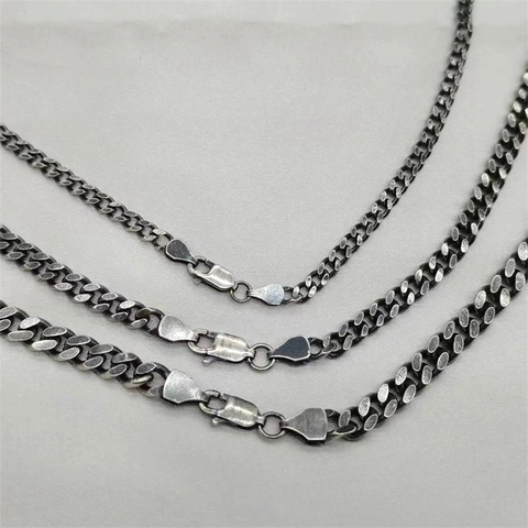 925 Sterlingsilber Panzerkette Halskette Vintage Hip Hop Curb Chain Polierter Schmuck Für Herren Damen Mode Geschenk