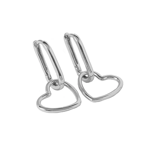 Fashion 925 Sterling Silver Heart Huggie Earrings Minimalist Geometric Heart Pendant Earrings For Women Jewelry Gift