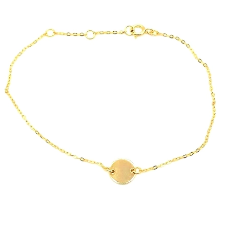 Minimalist 925 Sterling Silver Gold Plated Smooth Round Disc Pendant Chain Bracelet For Women Fashion Daily Jewelry Gift